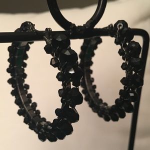 Black Bead Hoops